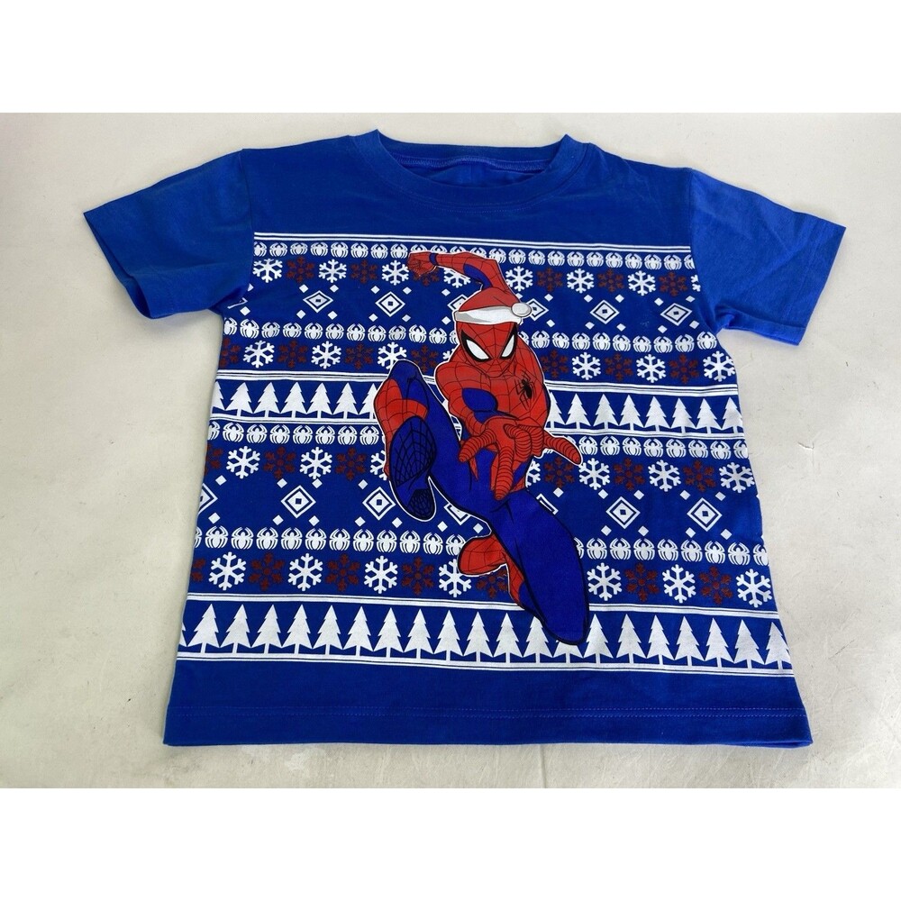 Marvel Spider-Man Christmas Holiday Short Sleeve Tee T-Shirt Top Kids Boys 4T
